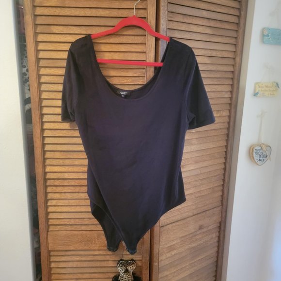 Asos Curve Black Scoop Neck Bodysuit NWOT - Picture 3 of 4